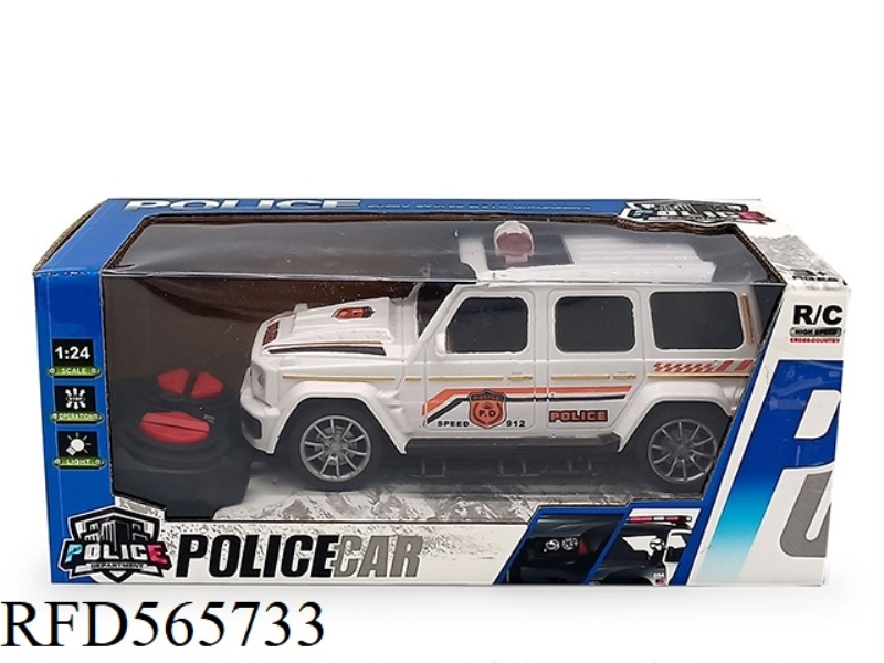 FOUR WAY REMOTE CONTROL POLICE CAR, WHITE AND BLUE, 2 COLORS, NO CHARGE FREQUENCY 27