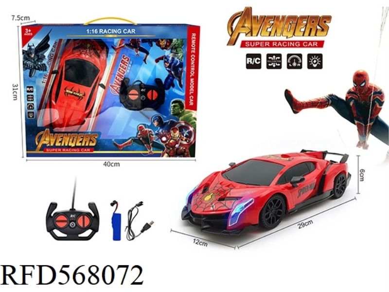 1:16 SPIDER-MAN REMOTE CONTROL CAR WITH HEADLIGHTS