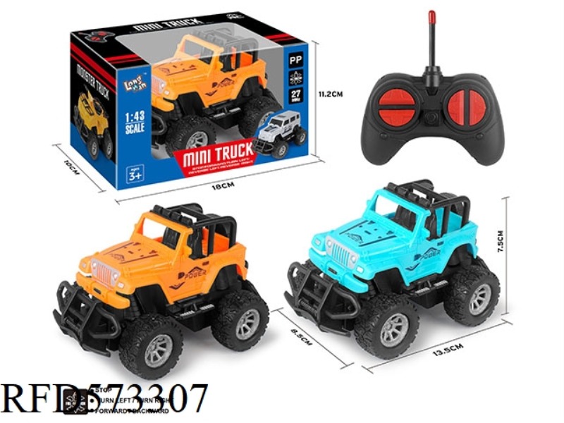 27MHZ 1:43 MINI FOUR-WAY LIGHT REMOTE CONTROL CAR (WRANGLER, TWO-COLOR MIXED)