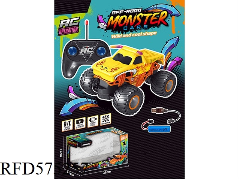 1:20 YELLOW BULL BIGFOOT REMOTE CONTROL CAR (ELECTRIC INCLUDED)