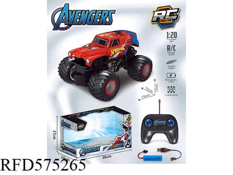 1:20 SPIDER-MAN BIGFOOT REMOTE CONTROL CAR (ELECTRIC INCLUDED)