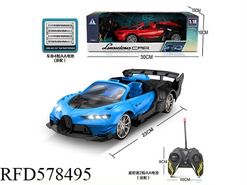 1:18 FOUR-WAY REMOTE CONTROL CAR (BLUE, RED)
