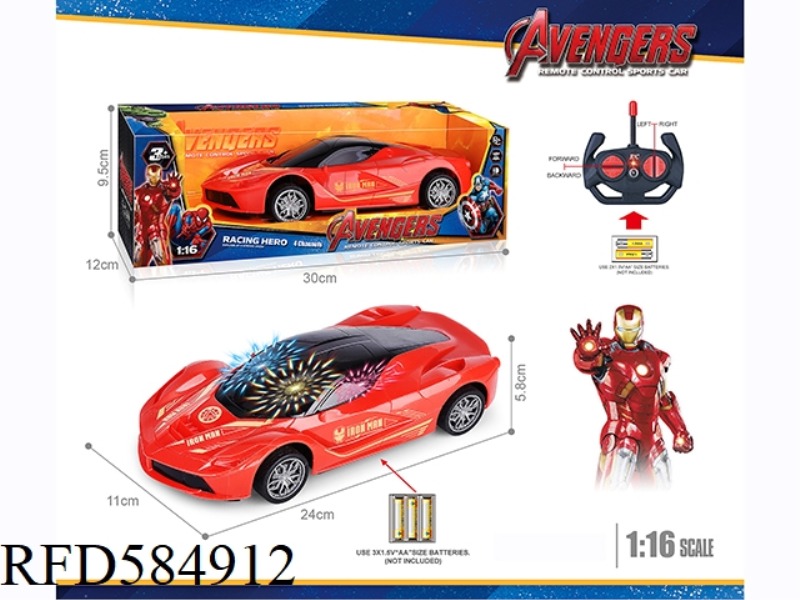 27MHZ 1:16 FOUR-WAY IRON MAN FERRARI REMOTE CONTROL CAR WITH 3D LIGHTING (EXCLUDING ELECTRICITY)
