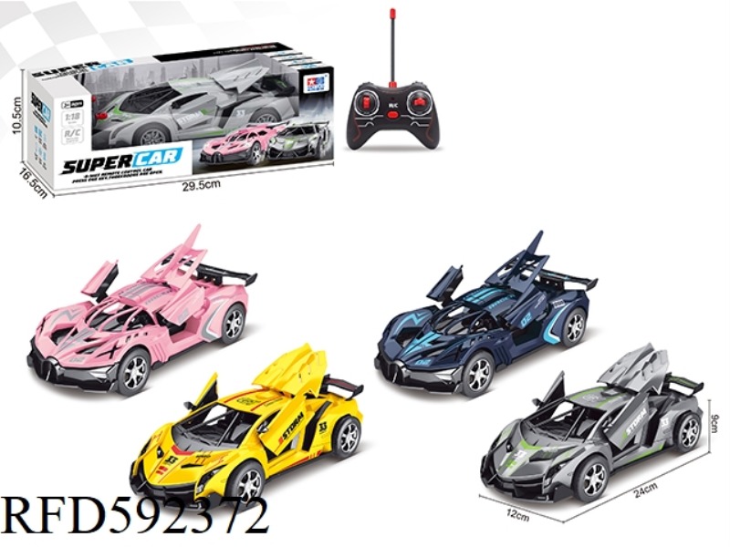 1:18 NON-ELECTRIC SIMULATION FIVE-WAY ONE-BUTTON THREE-DOOR REMOTE CONTROL CAR (2 4-COLOR MIXED)