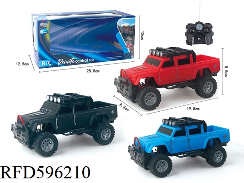 1:18 JEEP FOUR-WAY REMOTE CONTROL CAR WITH LIGHTS (RED, BLUE AND BLACK 3 COLOR MIX)