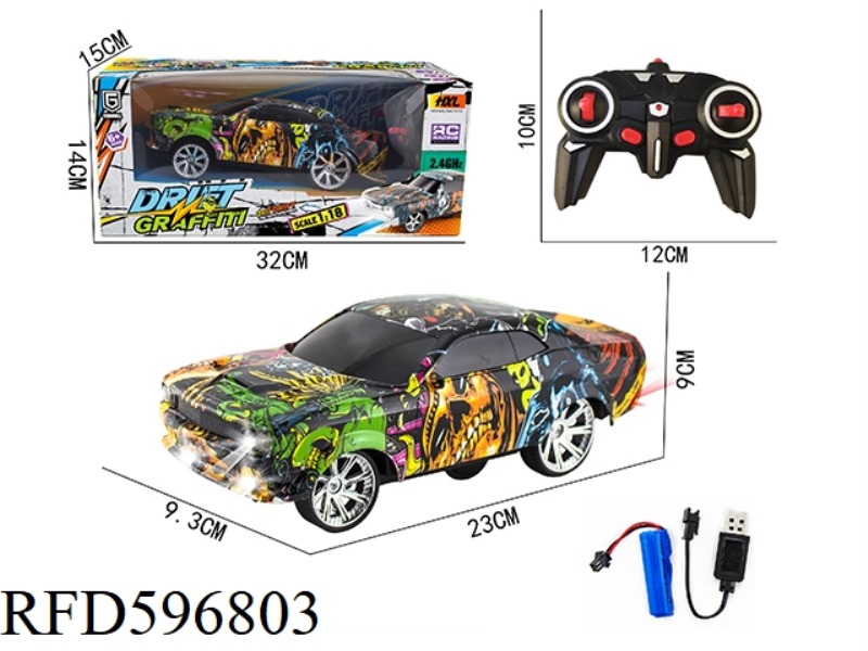 6-WAY 2.4G DODGE HELLCAT DRIFT REMOTE CONTROL CAR (GRAFFITI)