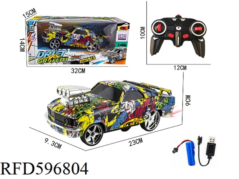 6-WAY 2.4G FORD MUSTANG DRIFT REMOTE CONTROL CAR (GRAFFITI)