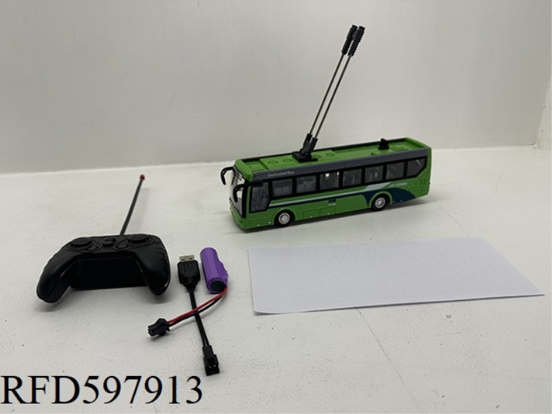 1:32 REMOTE CONTROL FOUR-WAY SINGLE BUS WITH LIGHT (GREEN)