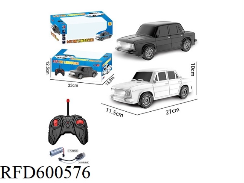1:12 LADA SIMULATED FOUR-WAY REMOTE CONTROL CAR WITH FRONT LIGHTS, BLACK AND WHITE MIXED INSTALLATIO