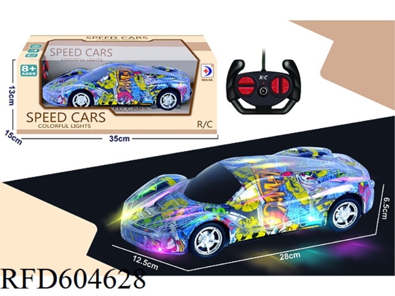 FOUR WAY GRAFFITI GLITZ LIGHTS MUSIC REMOTE CONTROL CAR