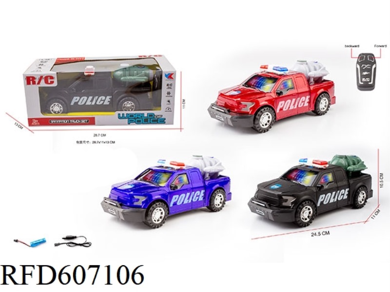 1:16F150 FORD RAPTOR 2-WAY REMOTE CONTROL POLICE CAR WITH 3D LIGHTS INCLUDING ELECTRICITY