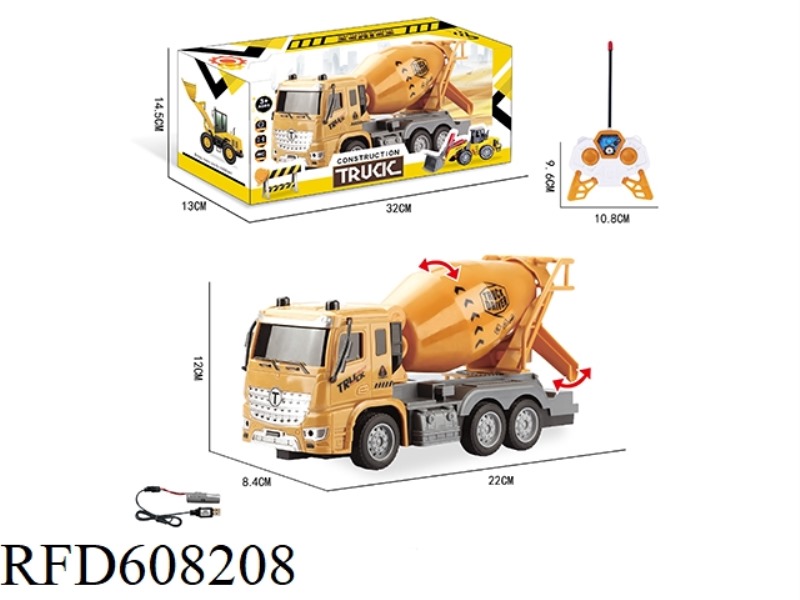 4-WAY REMOTE CONTROL 1:30 ENGINEERING CONCRETE MIXING LOCOMOTIVE
