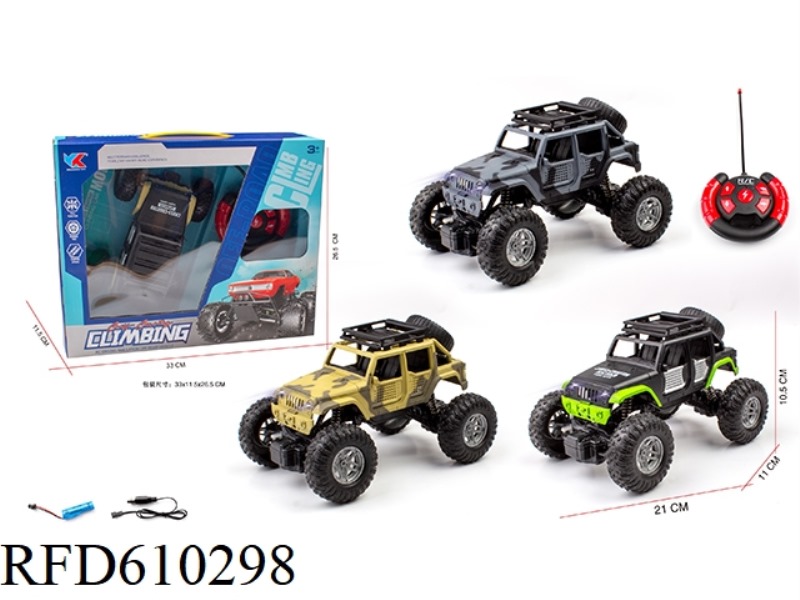 1:18 WRANGLER CROSS COUNTRY CLIMBING FOUR-BELT FRONT LIGHT REMOTE CONTROL CAR INCLUDES ELECTRICITY
