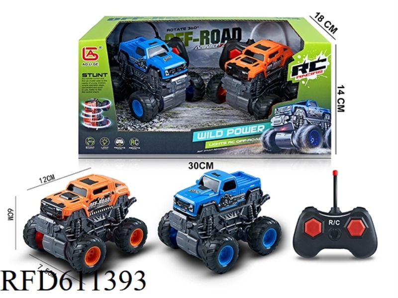 REMOTE CONTROL STUNT BIG FOOT MONSTER PICKUP TRUCK (SIMULATED WITH LIGHTS) COMPETITIVE SET OF 2
