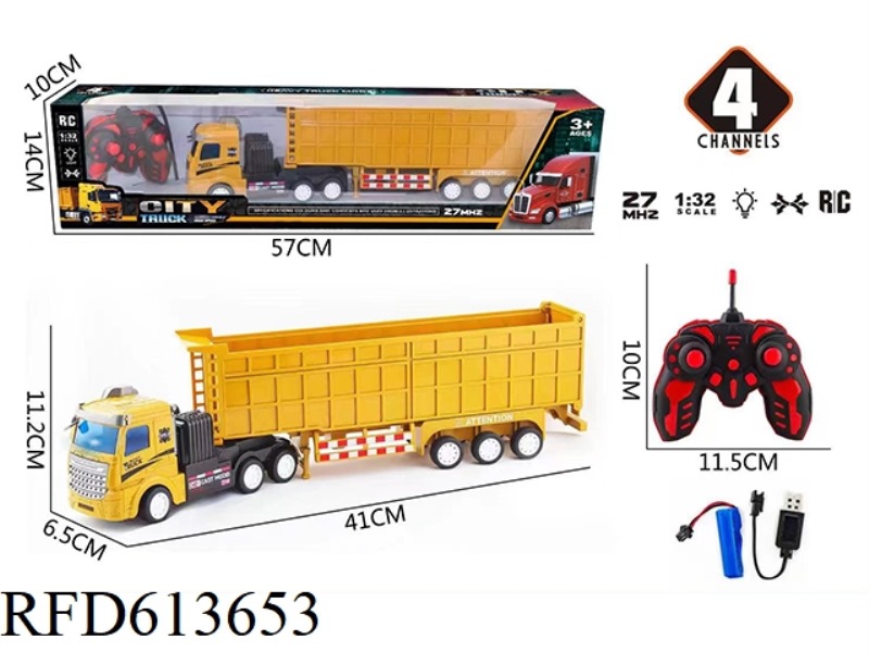 FLAT HEAD 1:32 FOUR-WAY LIGHT CONTAINER TRAILER