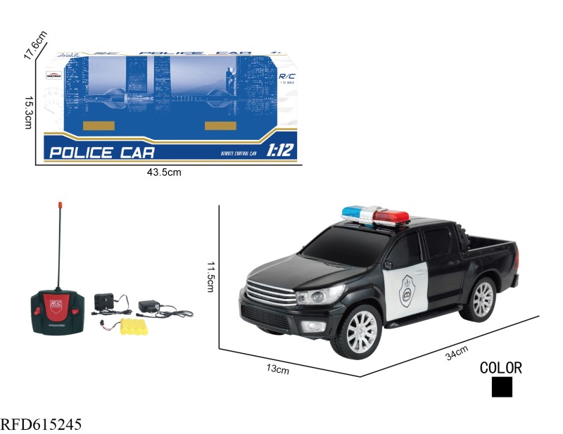 REMOTE CONTROL CAR 1:12 FOUR-WAY NEW FOUR-DOOR PICKUP POLICE CAR