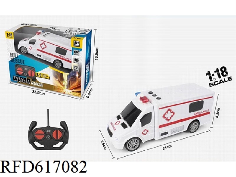 1:18 FOUR-WAY LIGHT AMBULANCE REMOTE CONTROL CAR (WITH BUTTON SOUND) WITH LIGHT