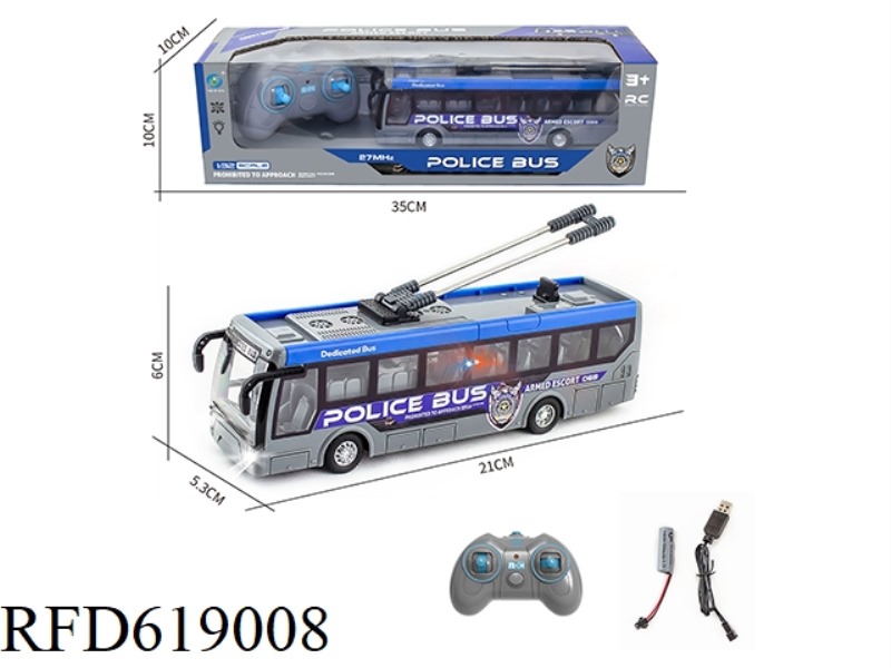1:32 4-WAY UV PRINTED POLICE CAR BUS WITH LIGHTS (ELECTRIC INCLUDED)