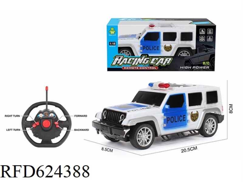 1:18 FOUR-WAY REMOTE CONTROL POLICE CAR WRANGLER WITHOUT ELECTRIC STEERING WHEEL