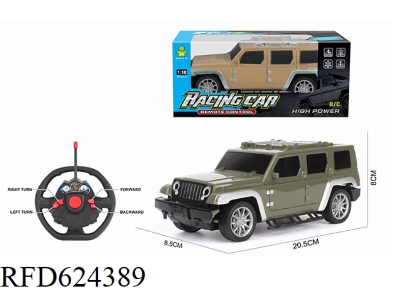 1:18 FOUR-WAY REMOTE CONTROL ARMY WRANGLER WITHOUT ELECTRIC STEERING WHEEL