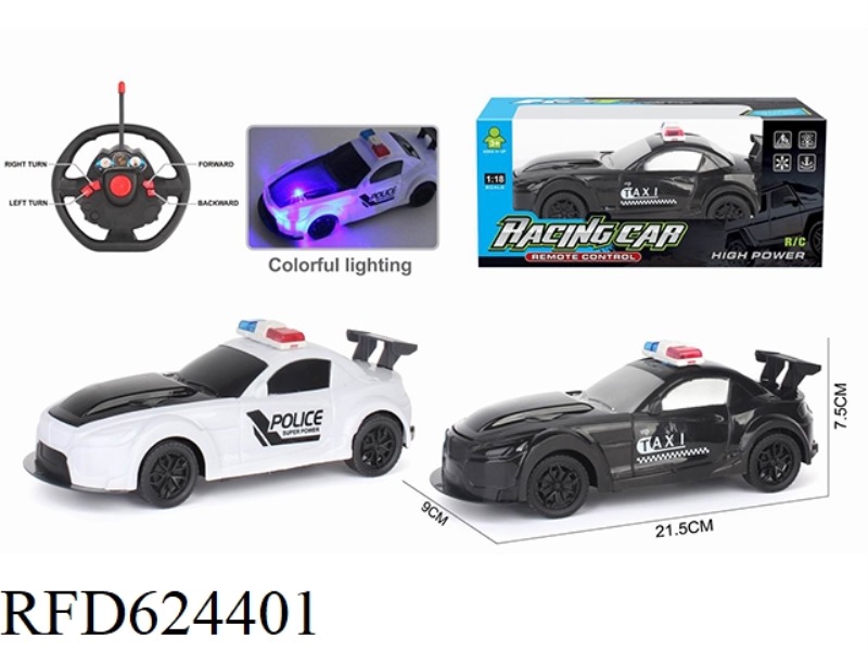 1:18 FOUR-WAY REMOTE CONTROL CAR POLICE CAR WITH LIGHTS NO ELECTRIC STEERING WHEEL