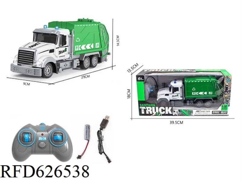 REMOTE CONTROL SEVEN PASS 1 TO 32 LONG HEAD SANITATION GARBAGE TRUCK FOUR PASS LIGHT 27 FREQUENCY RE