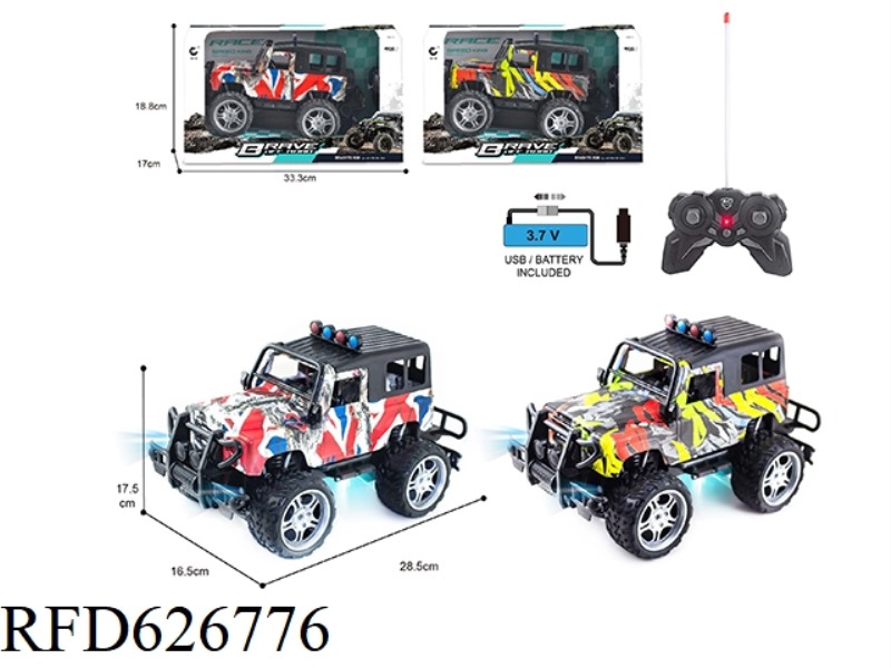 1: 1427MHZ REMOTE CONTROL 4 -WAY TIGER OFF -ROAD VEHICLE GRAFFITI CAR, WITH LIGHT (PACKAGING)