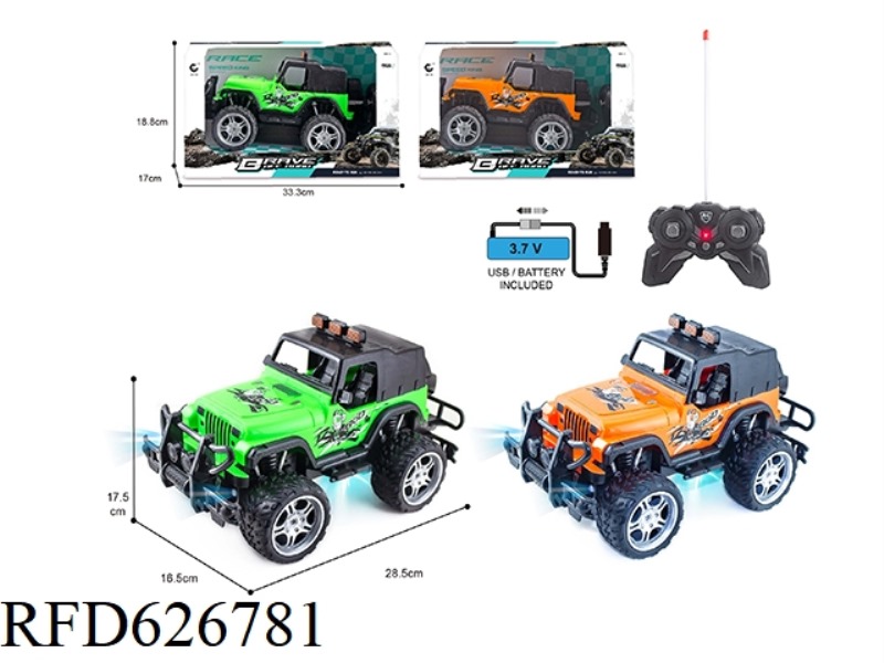 1: 1427MHZ REMOTE CONTROL 4 -WAY JEEP WRANGLER FULL -TUCK OFF -ROAD CAR RACING, WITH LIGHT (PACKAGIN