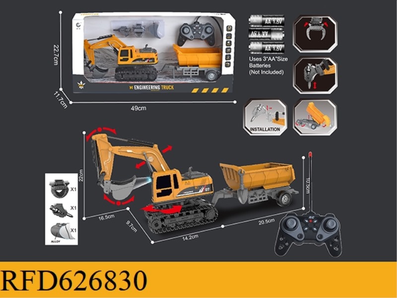 1: 2227MHZ6 FAR REMOTE CONTROL 4 -IN -1 REPLACEABLE DEVICE TRACKED EXCAVATOR PLASTIC DIGGING+ALLOY D
