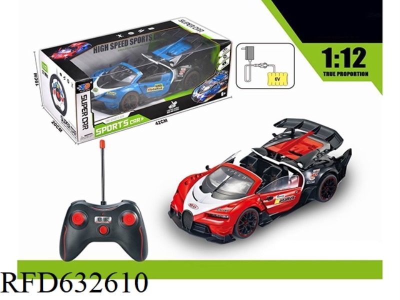 1: 12 BUGATTI CONVERTIBLE REMOTE CONTROL RACING CAR WITH THREE DOORS (EQUIPPED WITH HORN REMOTE CONT