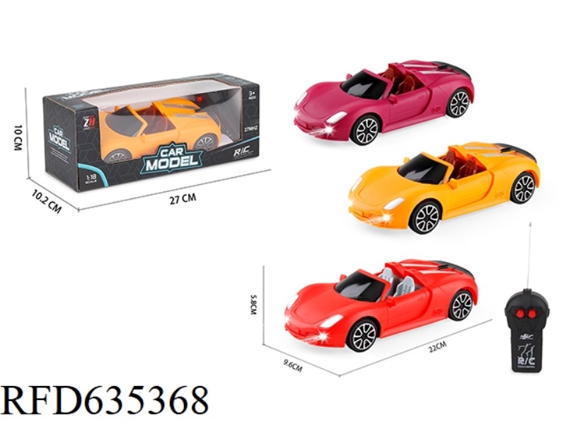 1:18 2-WAY CONVERTIBLE PORSCHE SIMULATION REMOTE CONTROL CAR WITH HEADLIGHTS
