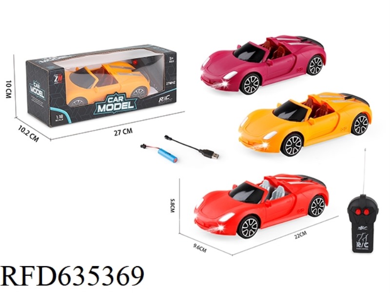 1:18 2-WAY CONVERTIBLE PORSCHE SIMULATION REMOTE CONTROL CAR WITH HEADLIGHTS