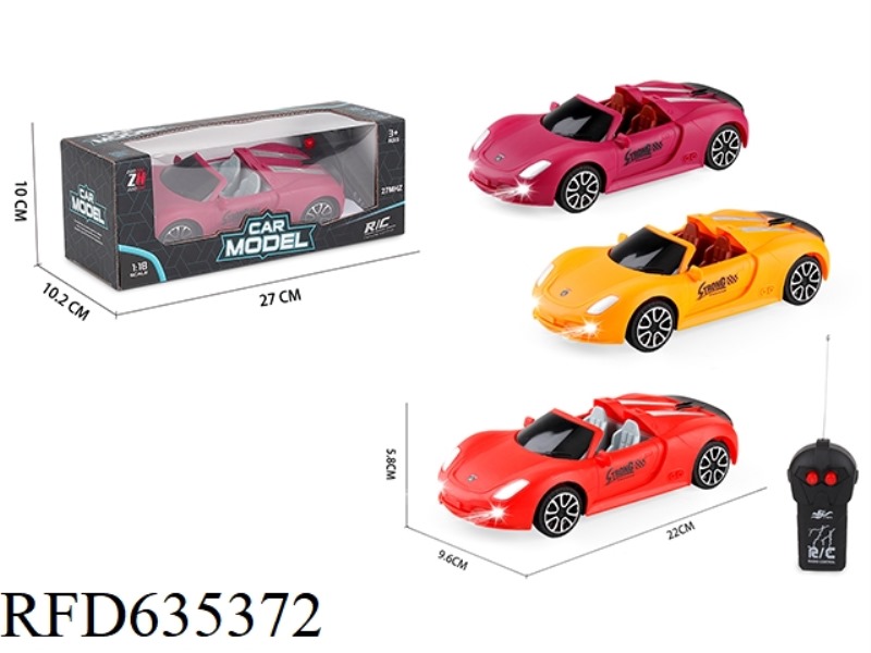 1:18 2-WAY CONVERTIBLE PORSCHE RACING CAR WITH HEADLIGHTS REMOTE CONTROL