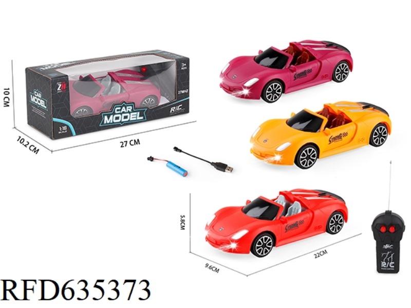 1:18 2-WAY CONVERTIBLE PORSCHE RACING CAR WITH HEADLIGHTS REMOTE CONTROL