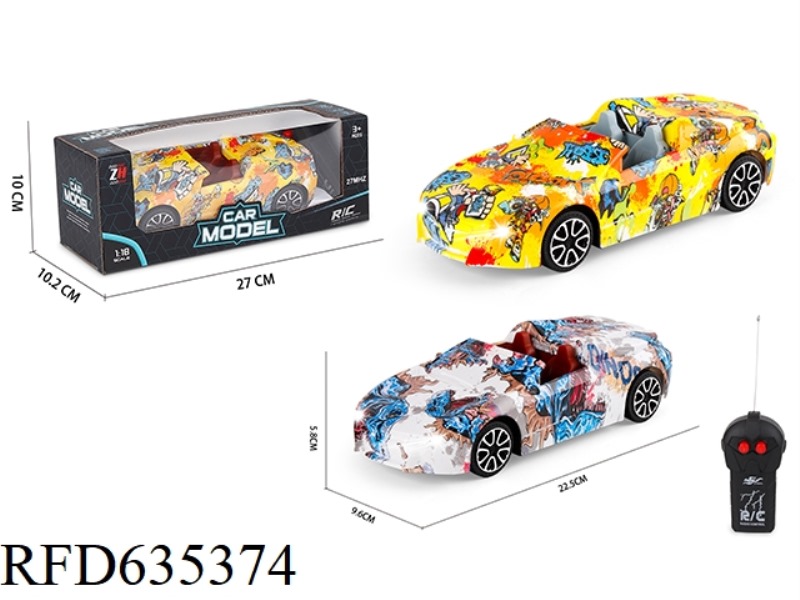 1:18 2-WAY CONVERTIBLE BMW GRAFFITI REMOTE CONTROL CAR WITH HEADLIGHTS