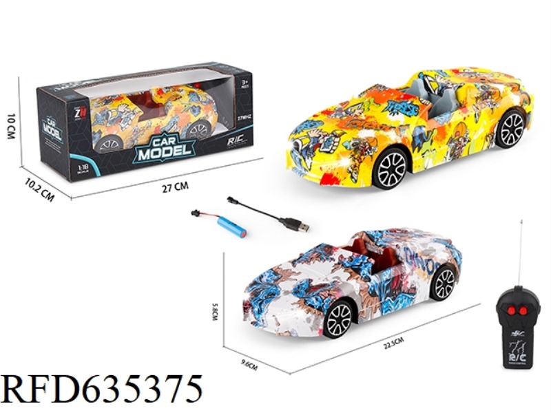 1:18 2-WAY CONVERTIBLE BMW GRAFFITI REMOTE CONTROL CAR WITH HEADLIGHTS