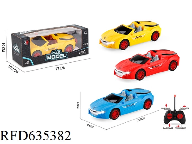 1:18 FOUR-WAY CONVERTIBLE BMW RACING CAR WITH HEADLIGHTS REMOTE CONTROL