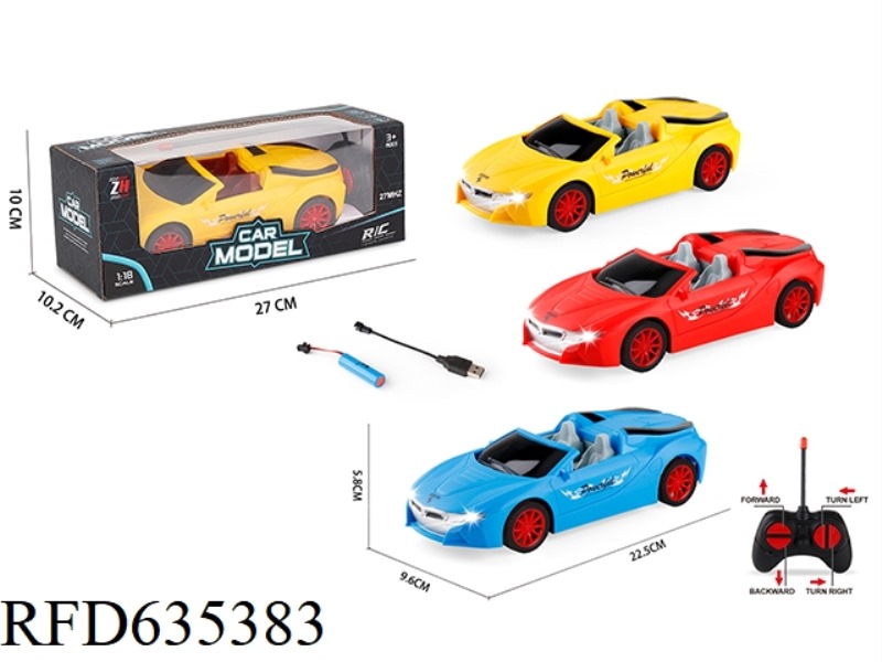 1:18 FOUR-WAY CONVERTIBLE BMW RACING CAR WITH HEADLIGHTS REMOTE CONTROL