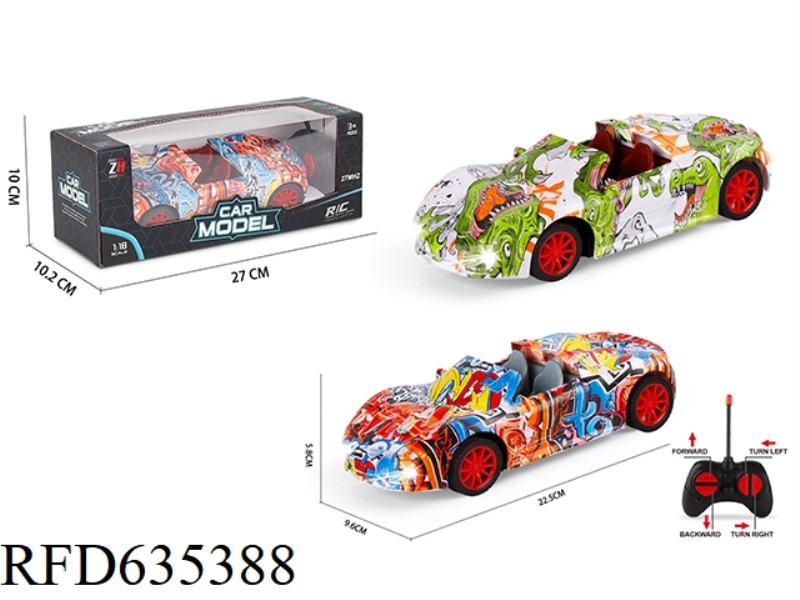 1:18 FOUR-WAY CONVERTIBLE PORSCHE GRAFFITI REMOTE CONTROL CAR WITH HEADLIGHTS