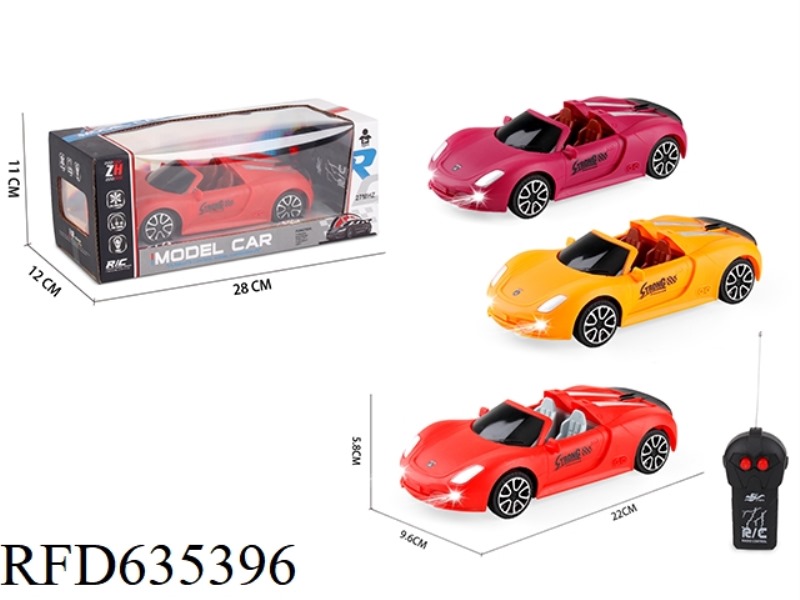 1:18 2-WAY CONVERTIBLE PORSCHE RACING CAR WITH HEADLIGHTS REMOTE CONTROL