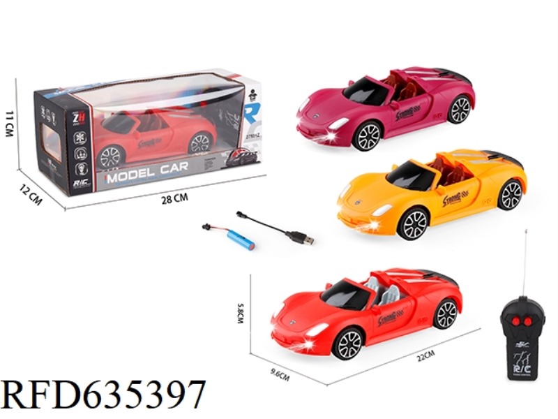 1:18 2-WAY CONVERTIBLE PORSCHE RACING CAR WITH HEADLIGHTS REMOTE CONTROL