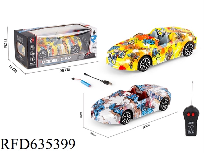 1:18 2-WAY CONVERTIBLE BMW GRAFFITI REMOTE CONTROL CAR WITH HEADLIGHTS