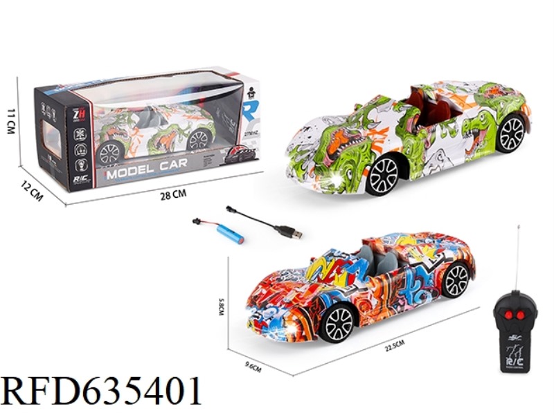 1:18 2-WAY CONVERTIBLE PORSCHE GRAFFITI REMOTE CONTROL CAR WITH HEADLIGHTS