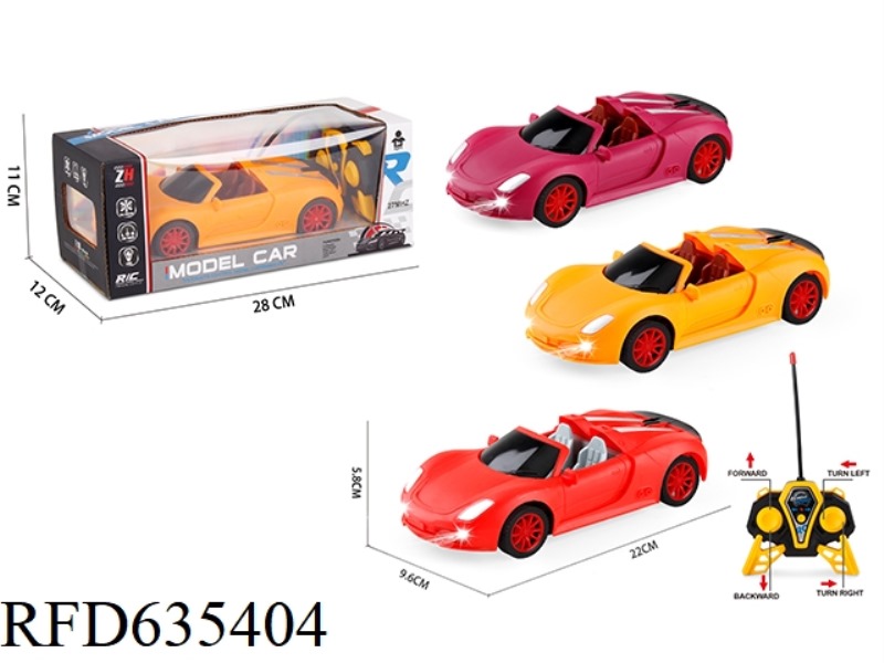 1:18 FOUR-WAY CONVERTIBLE PORSCHE SIMULATION REMOTE CONTROL CAR WITH HEADLIGHTS