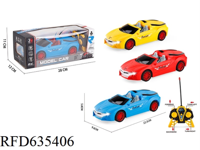 1:18 FOUR-WAY CONVERTIBLE BMW RACING CAR WITH HEADLIGHTS REMOTE CONTROL