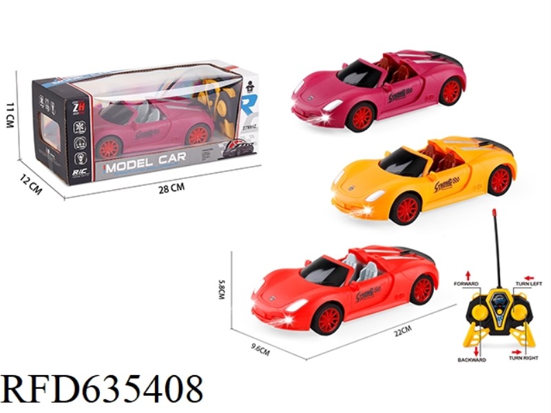 1:18 FOUR-WAY CONVERTIBLE PORSCHE RACING CAR WITH HEADLIGHTS REMOTE CONTROL