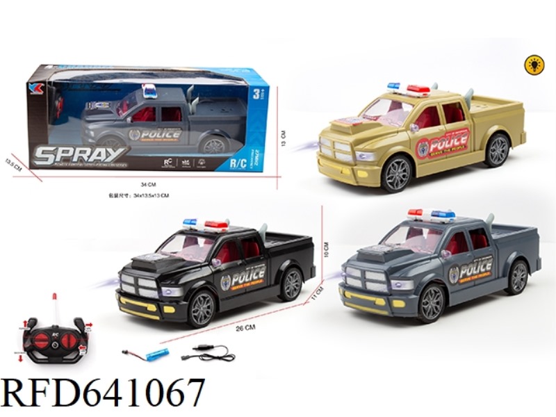1: 16 DODGE RAM PICKUP TRUCK FOUR-WAY REMOTE CONTROL POLICE CAR WITH LIGHT PACKAGE.