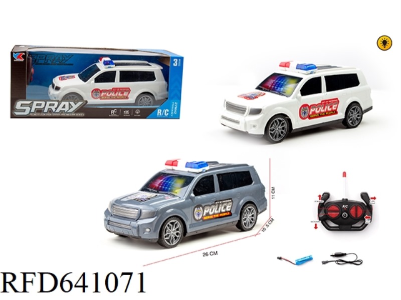 1: 16 TOYOTA OVERBEARING CROSS-COUNTRY FOUR-WAY WITH 3D LIGHTING REMOTE CONTROL POLICE CAR PACKAGE.