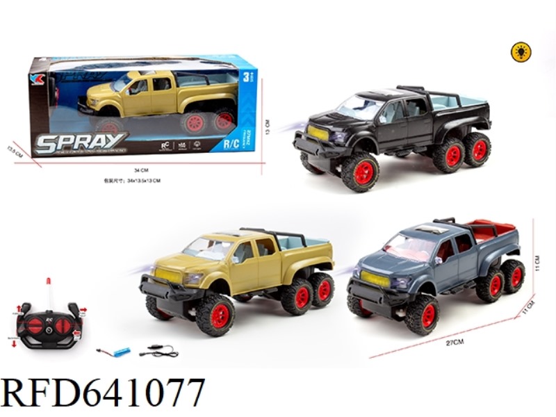 1: 16 SIX-WHEEL FORD PICKUP TRUCK WITH LIGHT REMOTE CONTROL SIMULATION CAR PACKAGE ELECTRICITY.