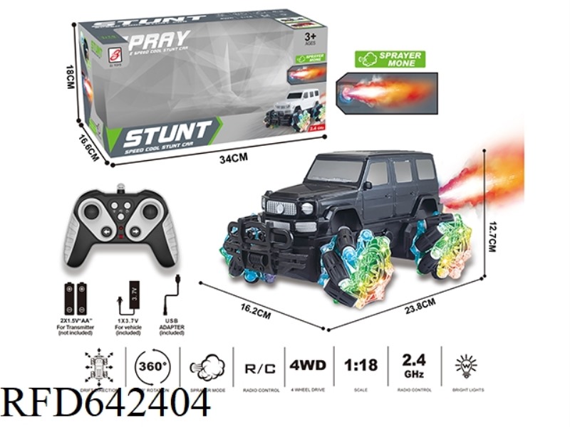 2.4G 9-PASS SPRAY REMOTE CONTROL CAR 1:18 (WINDOW BOX) WHEEL WITH LIGHTS (MERCEDES BENZ BIG G)